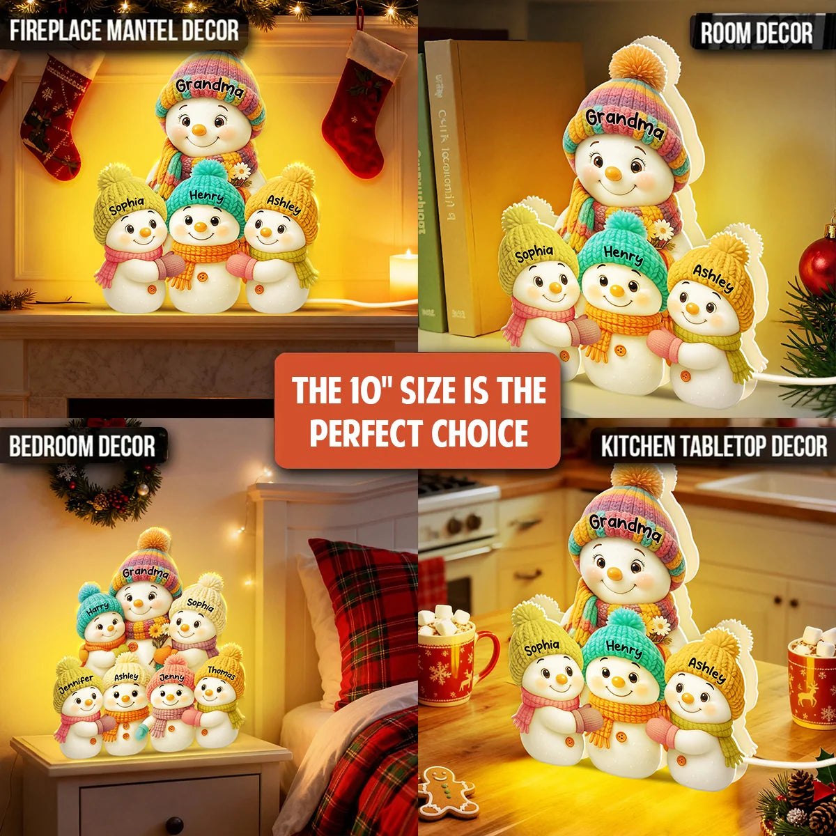 Snowman Grandma, Grandpa, Grandparents And Grandkids Personalized Light Box - Christmas Gift For Grandparents