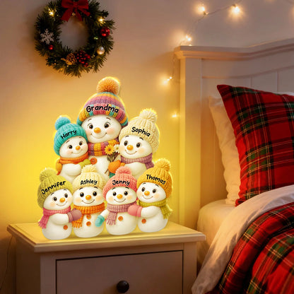 Snowman Grandma, Grandpa, Grandparents And Grandkids Personalized Light Box - Christmas Gift For Grandparents