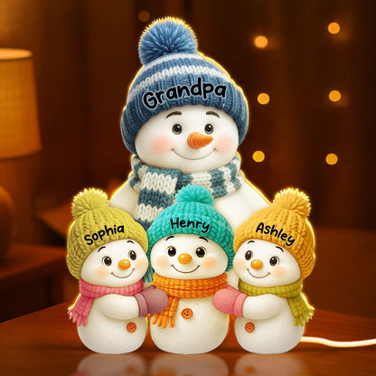 Snowman Grandma, Grandpa, Grandparents And Grandkids Personalized Light Box - Christmas Gift For Grandparents