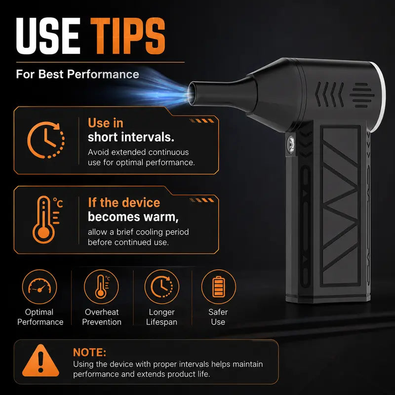 2-in-1 Cordless Air Duster & Vacuum – 130,000 Rpm Rechargeable Turbo Blower