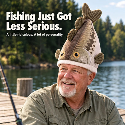 🔥🔥🔥Last Day 49% OFF - Big Bite Bass Tail-Flapping Plush Fish Hat