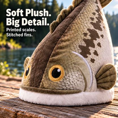 🔥🔥🔥Last Day 49% OFF - Big Bite Bass Tail-Flapping Plush Fish Hat