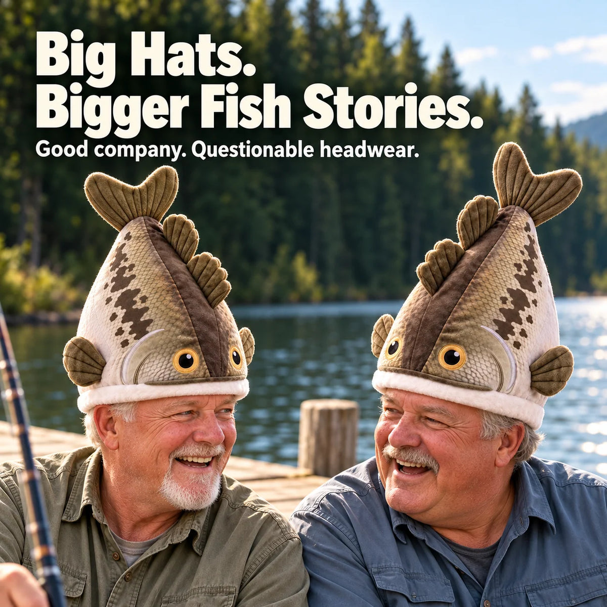🔥🔥🔥Last Day 49% OFF - Big Bite Bass Tail-Flapping Plush Fish Hat