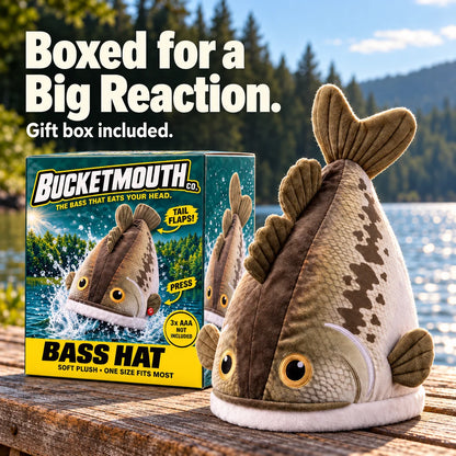 🔥🔥🔥Last Day 49% OFF - Big Bite Bass Tail-Flapping Plush Fish Hat