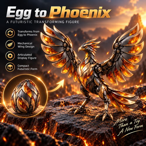 🔥🥚 Phoenixmorph – Egg To Phoenix Transforming Mechanical Figure