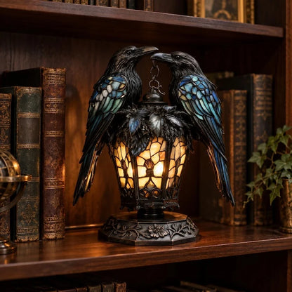 Gothic Stained-glass Raven Lantern