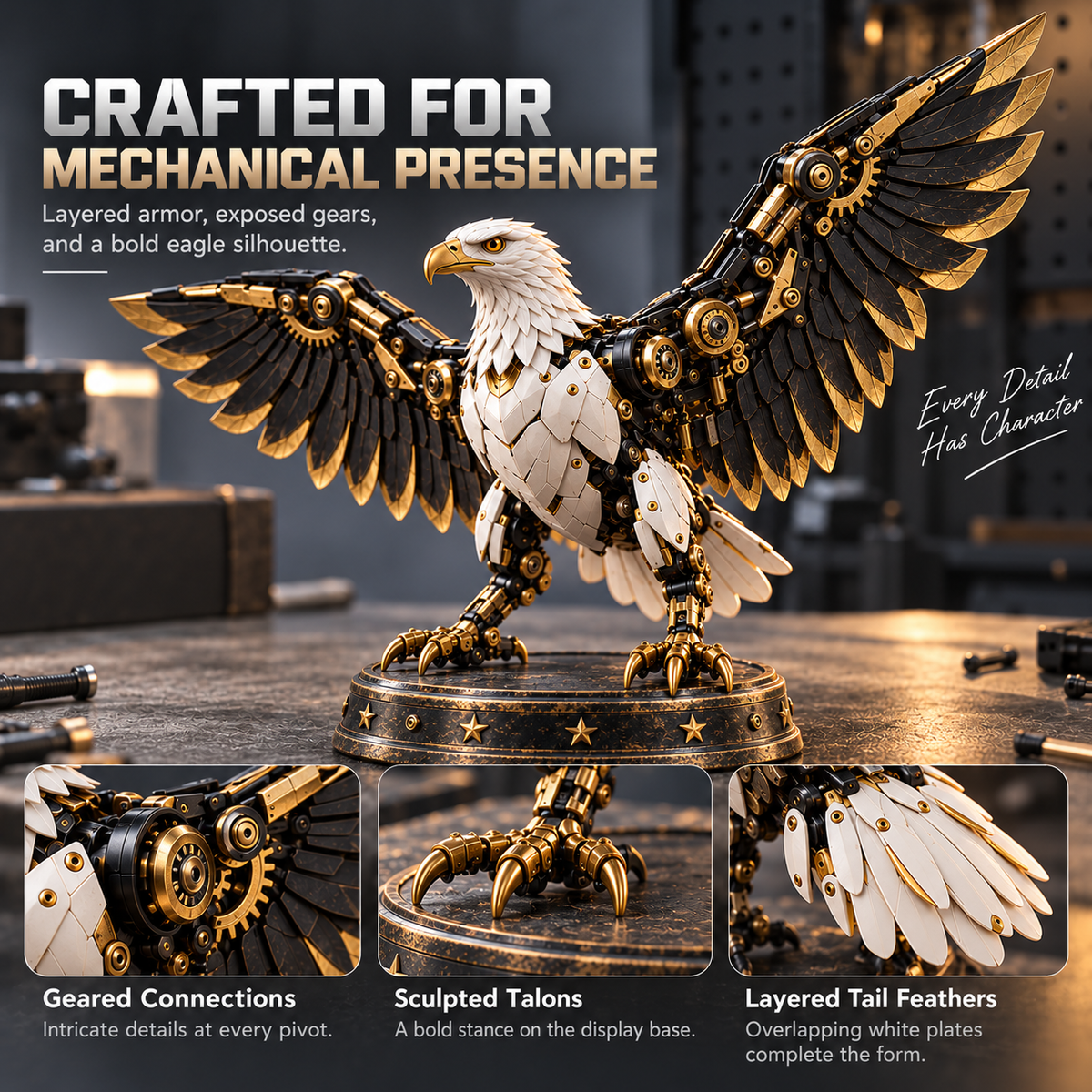 🦅 Egg To Bald Eagle – 2-in-1 Transforming Mechanical Figure
