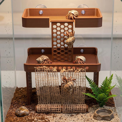 Double-Tier Hermit Crab Climbing Platform with Rope Net