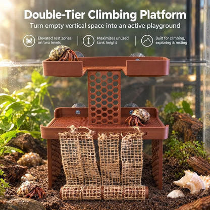Double-Tier Hermit Crab Climbing Platform with Rope Net