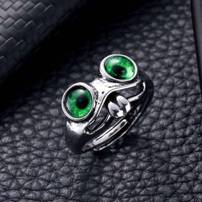 🐸cute Adjustable Open Ring With Big Eyes