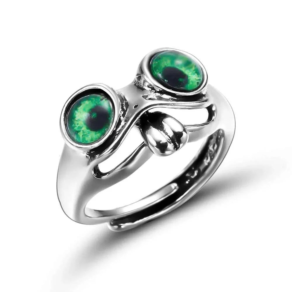 🐸cute Adjustable Open Ring With Big Eyes