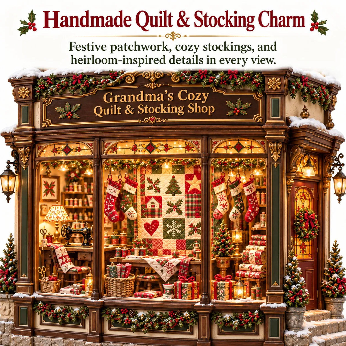 🧵 Grandma’s Cozy Quilt Shop DIY Kit 🎄 | Light-Up Christmas Miniature | Build Your Own Holiday Tradition