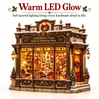 🧵 Grandma’s Cozy Quilt Shop DIY Kit 🎄 | Light-Up Christmas Miniature | Build Your Own Holiday Tradition