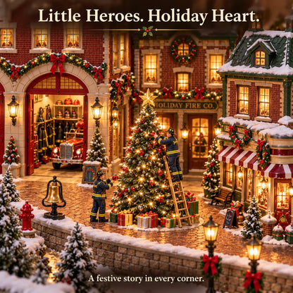 Christmas Fire Rescue Village 🚒🎄 – Lighted Holiday Scene Featuring Festive Firefighters 🚒✨