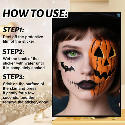 🎃👻 50% OFF TODAY! 3 pcs　Create a Spooky Halloween Look in Seconds — No Messy Face Paint, Just Easy Water-Transfer Tattoos!