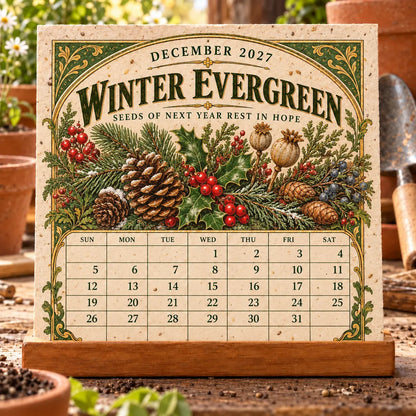 🌱 2027 Heirloom Garden Plantable Seed Calendar | 12 Plantable Months with Vintage Botanical Art & Wooden Stand 🌼