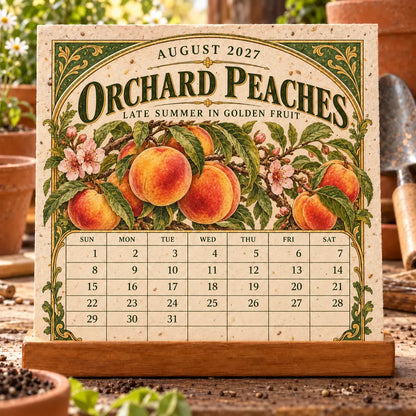 🌱 2027 Heirloom Garden Plantable Seed Calendar | 12 Plantable Months with Vintage Botanical Art & Wooden Stand 🌼