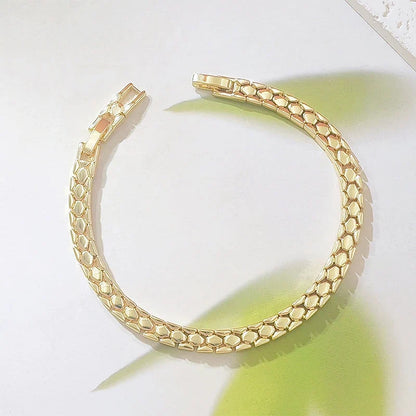 ✨ Double Win: Buy 2 Get 1 Free + 50% Off 💫 Gold Snake-scale Chain Bracelet – Liquid Shine, Textured Luxe 🌟