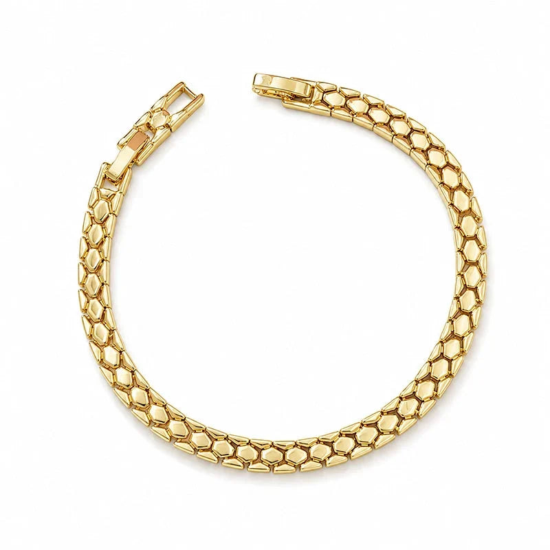 ✨ Double Win: Buy 2 Get 1 Free + 50% Off 💫 Gold Snake-scale Chain Bracelet – Liquid Shine, Textured Luxe 🌟