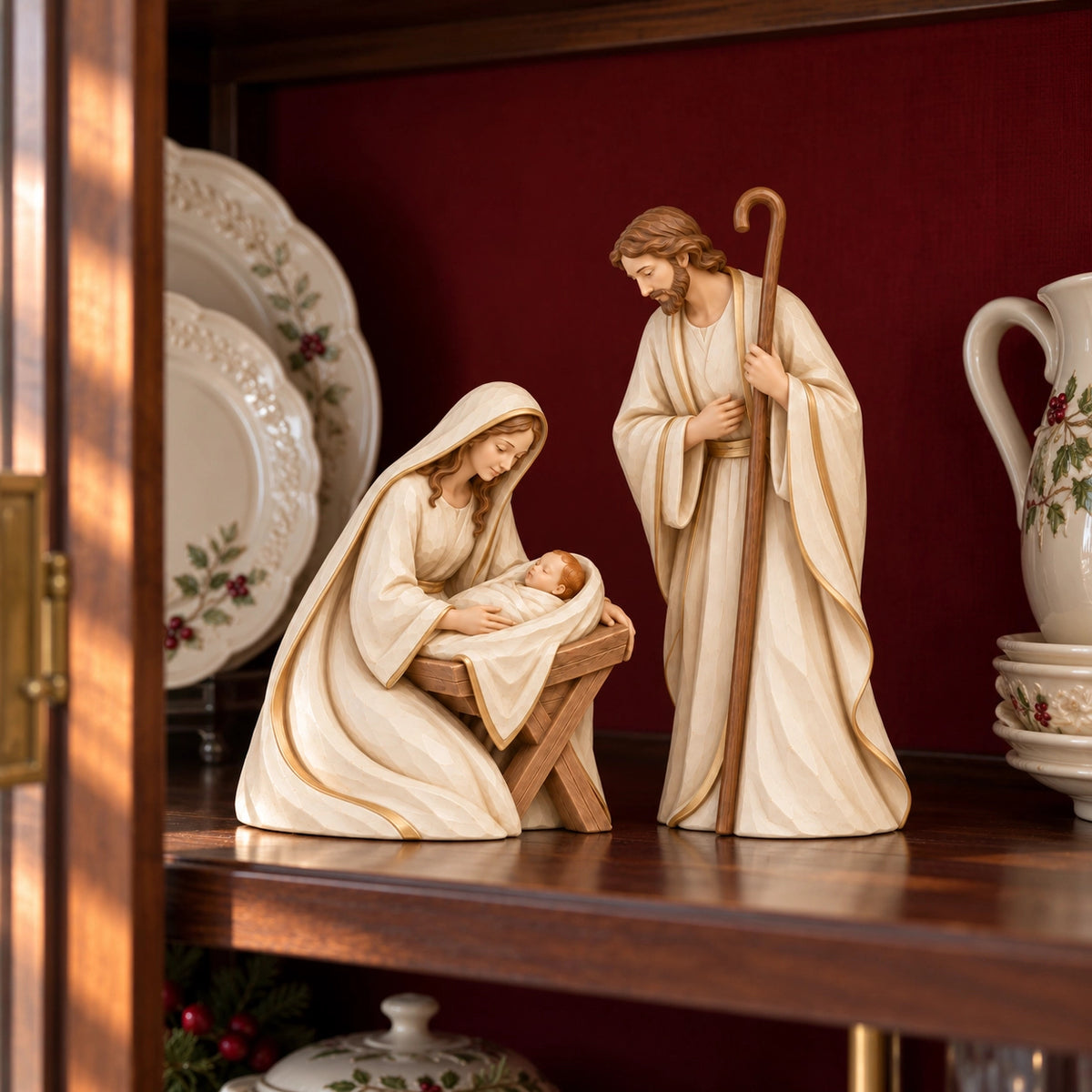 The First Christmas — Ivory & Gold Holy Family Nativity Set