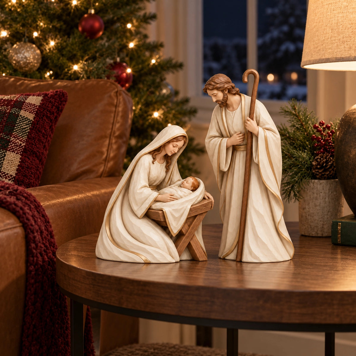 The First Christmas — Ivory & Gold Holy Family Nativity Set