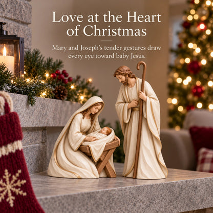 The First Christmas — Ivory & Gold Holy Family Nativity Set