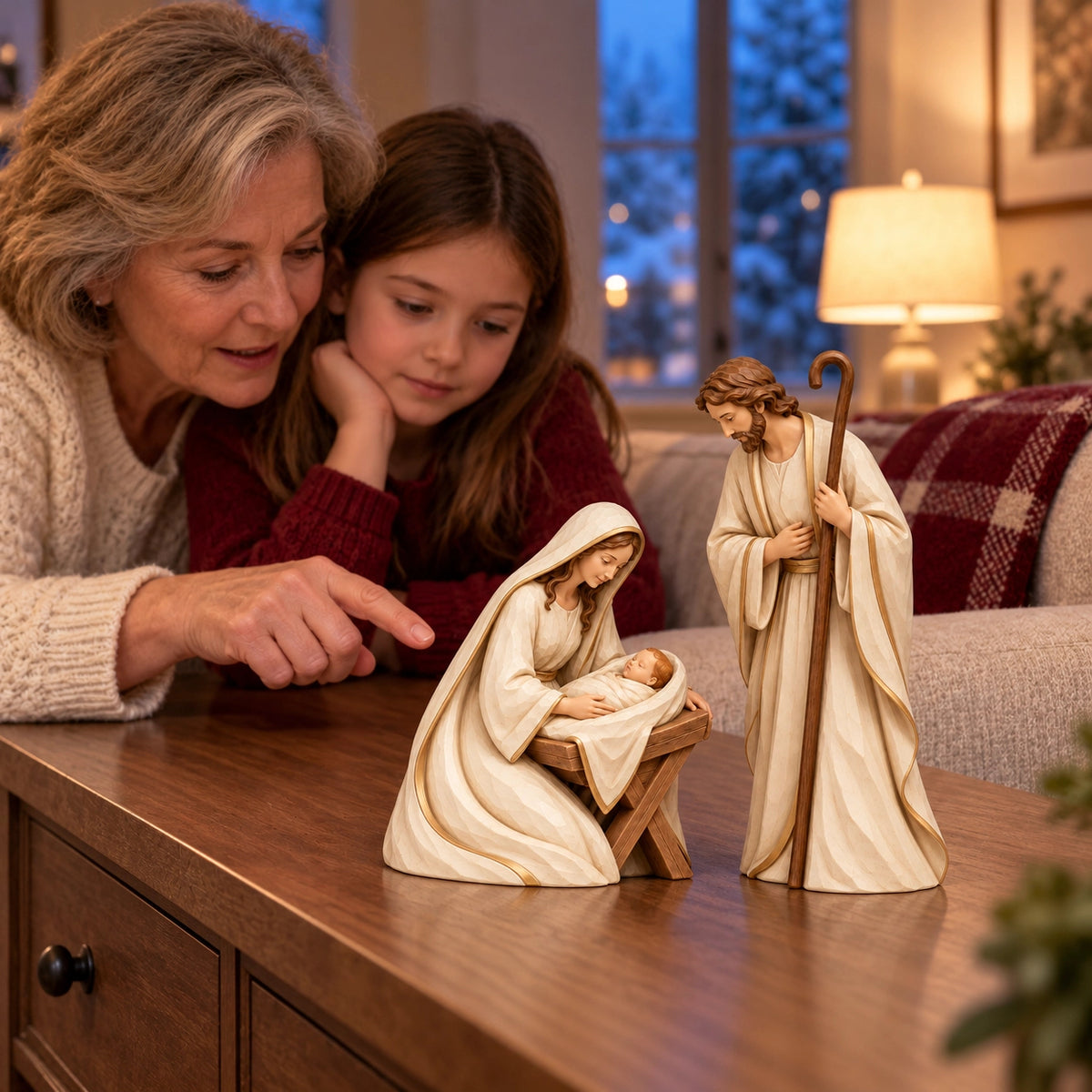 The First Christmas — Ivory & Gold Holy Family Nativity Set