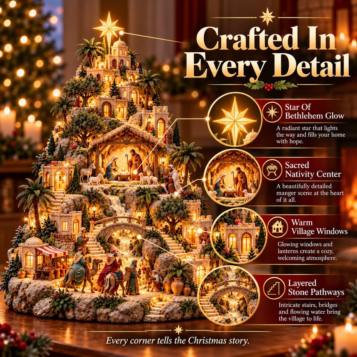 🏷️✝️Lighted Bethlehem Nativity Village — A Glowing Christmas Story of Faith & Hope