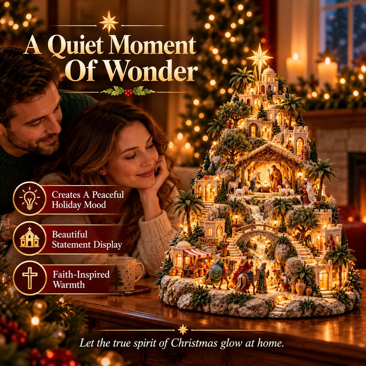 🏷️✝️Lighted Bethlehem Nativity Village — A Glowing Christmas Story of Faith & Hope