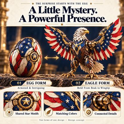 🦅 American Eagle Transforming Egg – Stars & Stripes Mechanical Figure With Bold Wing Details