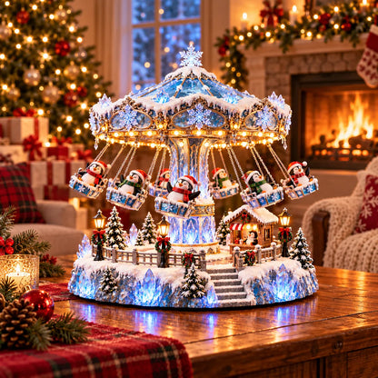 🐧 Penguin Winter Swing Carnival™ – Light-up Rotating Christmas Decoration ❄️✨