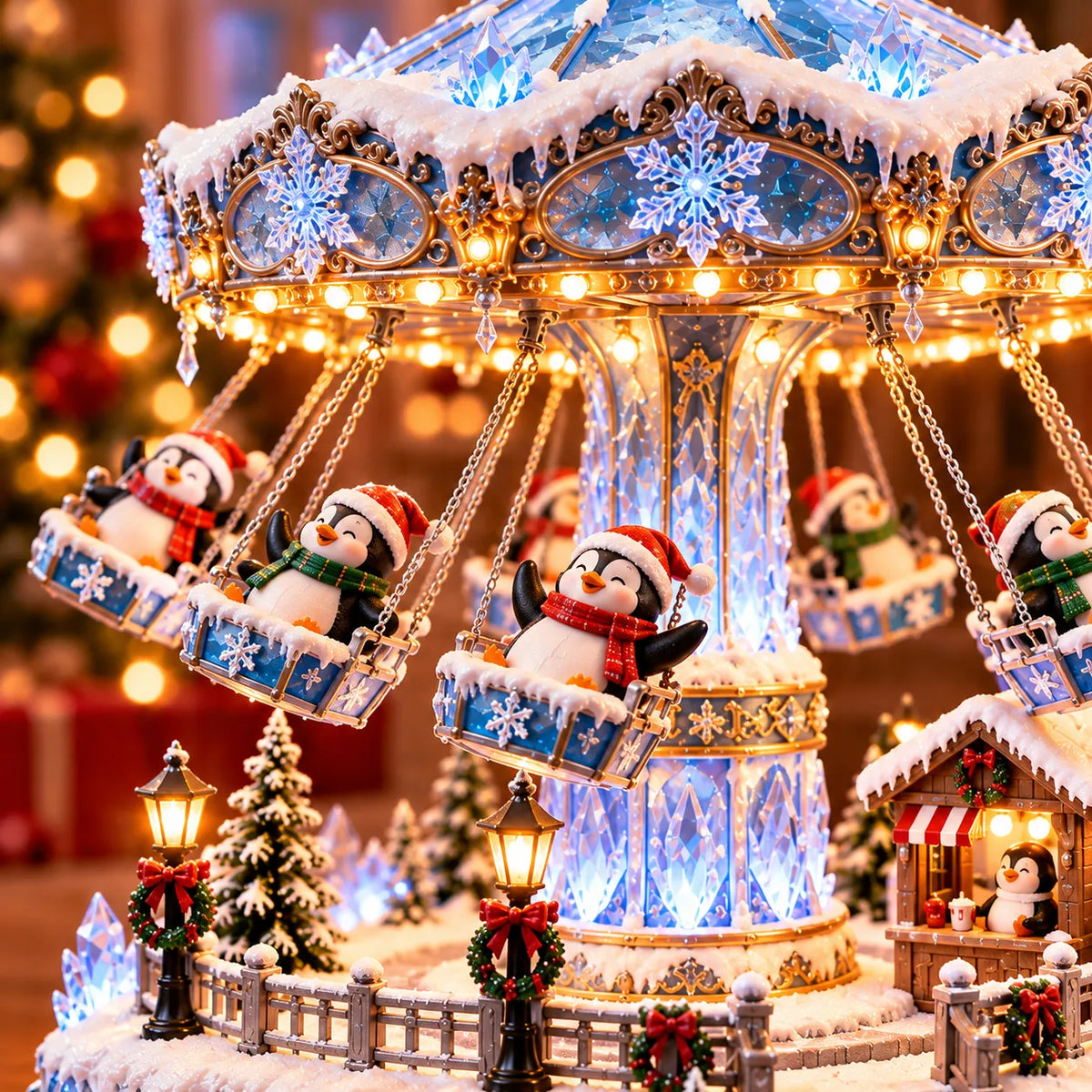 🐧 Penguin Winter Swing Carnival™ – Light-up Rotating Christmas Decoration ❄️✨