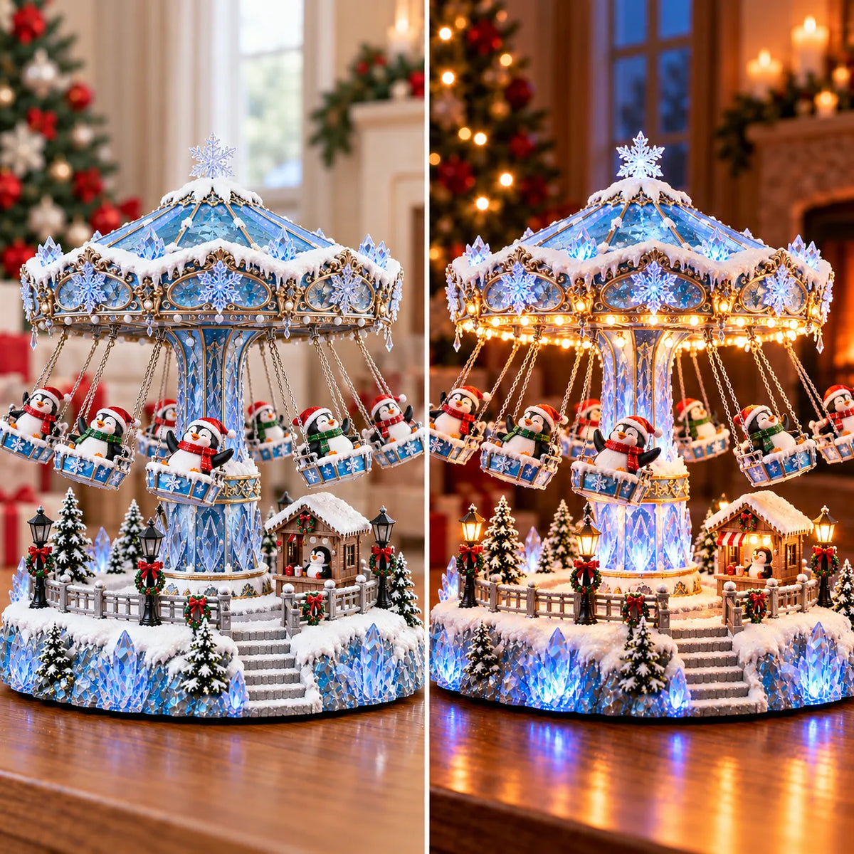 🐧 Penguin Winter Swing Carnival™ – Light-up Rotating Christmas Decoration ❄️✨