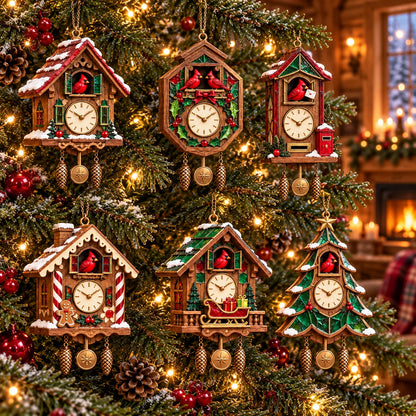 🕰️ 2026 Christmas Cuckoo Clock Ornaments – Set Of 6 Vintage Holiday Keepsakes