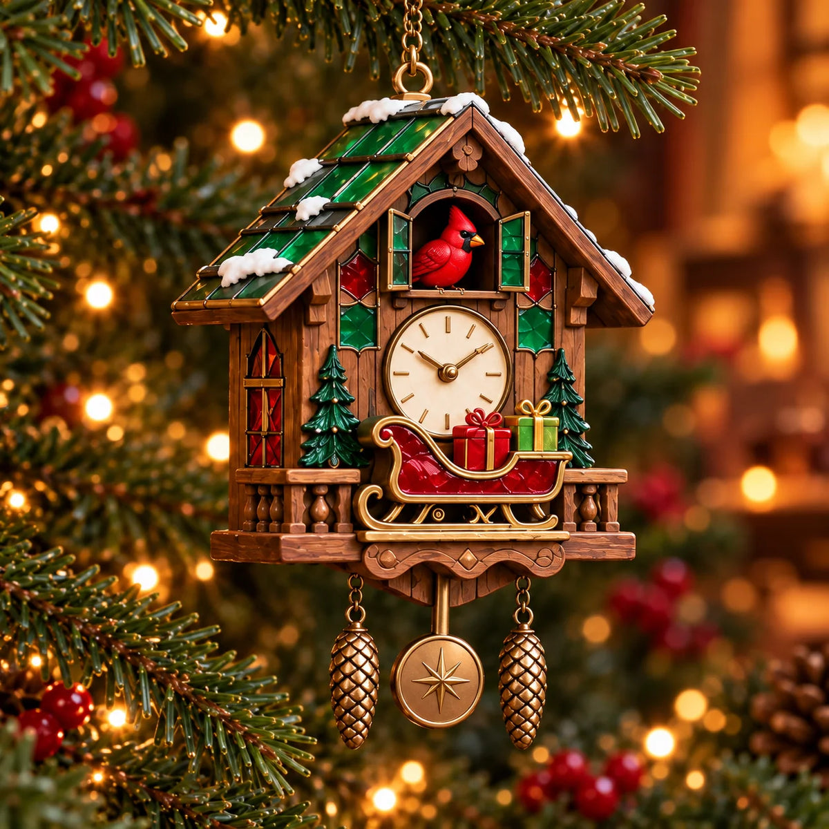 🕰️ 2026 Christmas Cuckoo Clock Ornaments – Set Of 6 Vintage Holiday Keepsakes
