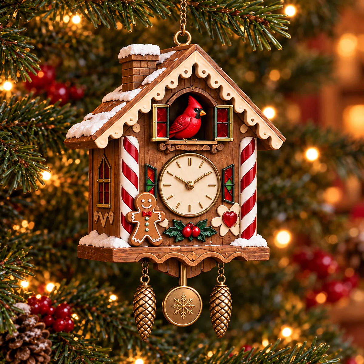 🕰️ 2026 Christmas Cuckoo Clock Ornaments – Set Of 6 Vintage Holiday Keepsakes