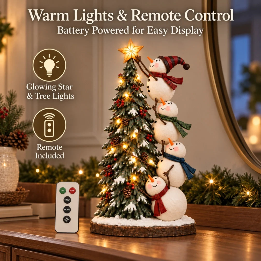 ✨ HOT SALE 49% OFF✨Snowmen Topping the Christmas Tree – Lighted Christmas Figurine
