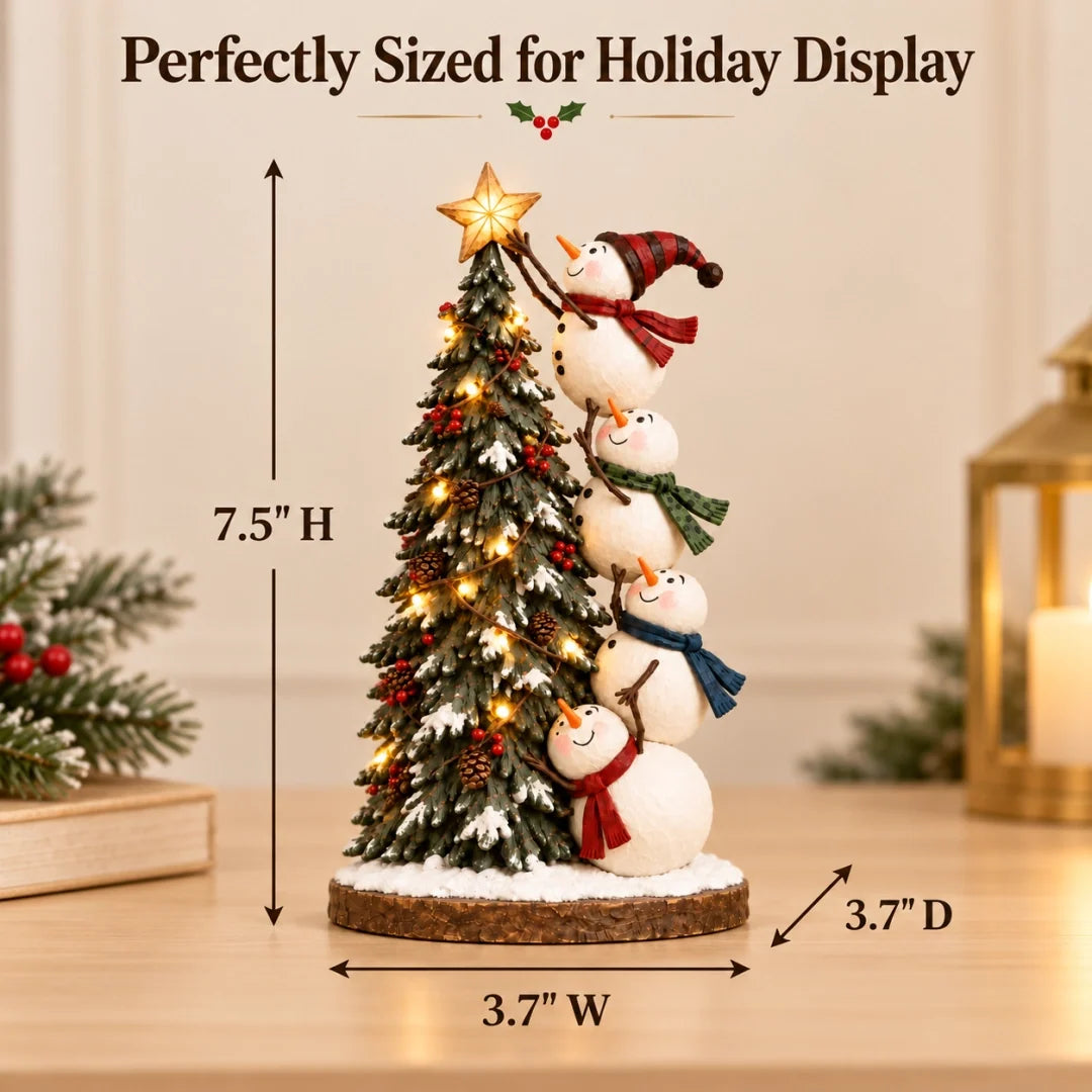 ✨ HOT SALE 49% OFF✨Snowmen Topping the Christmas Tree – Lighted Christmas Figurine