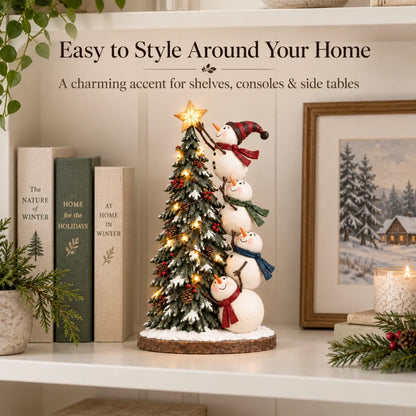 ✨ HOT SALE 49% OFF✨Snowmen Topping the Christmas Tree – Lighted Christmas Figurine