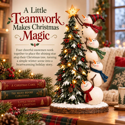 ✨ HOT SALE 49% OFF✨Snowmen Topping the Christmas Tree – Lighted Christmas Figurine