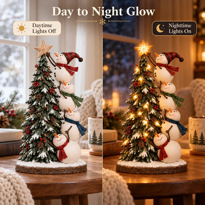 ✨ HOT SALE 49% OFF✨Snowmen Topping the Christmas Tree – Lighted Christmas Figurine