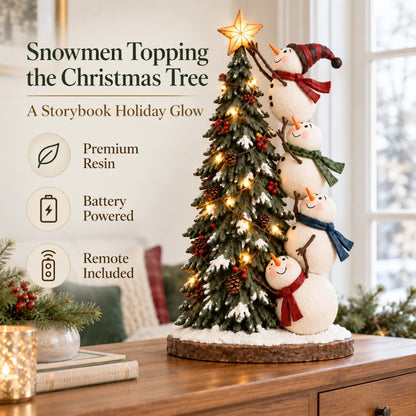 ✨ HOT SALE 49% OFF✨Snowmen Topping the Christmas Tree – Lighted Christmas Figurine