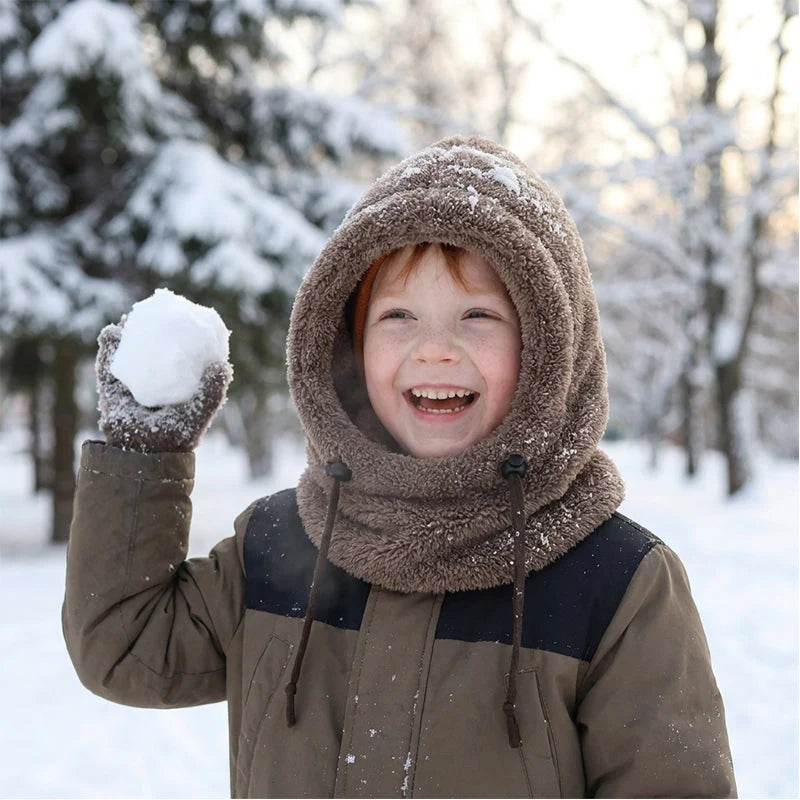🔥 49% OFF – 3-in-1 Kids' Winter Hood – Soft Fleece Hat, Face Cover & Neck Warmer❄️🧣