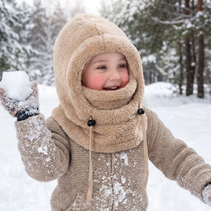 🔥 49% OFF – 3-in-1 Kids' Winter Hood – Soft Fleece Hat, Face Cover & Neck Warmer❄️🧣