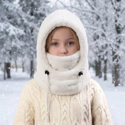 🔥 49% OFF – 3-in-1 Kids' Winter Hood – Soft Fleece Hat, Face Cover & Neck Warmer❄️🧣
