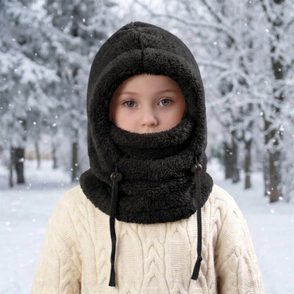 🔥 49% OFF – 3-in-1 Kids' Winter Hood – Soft Fleece Hat, Face Cover & Neck Warmer❄️🧣