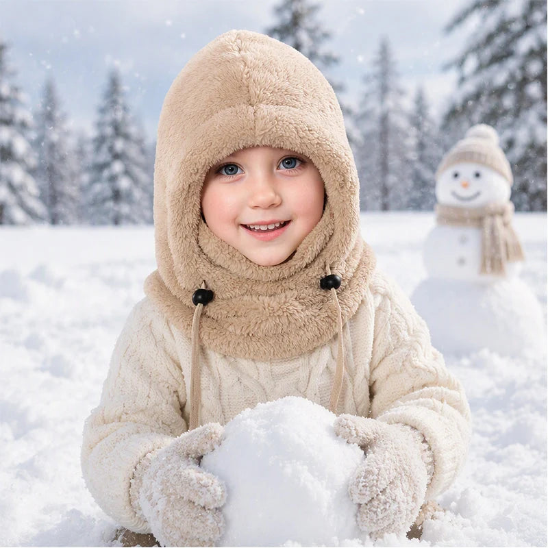 🔥 49% OFF – 3-in-1 Kids' Winter Hood – Soft Fleece Hat, Face Cover & Neck Warmer❄️🧣