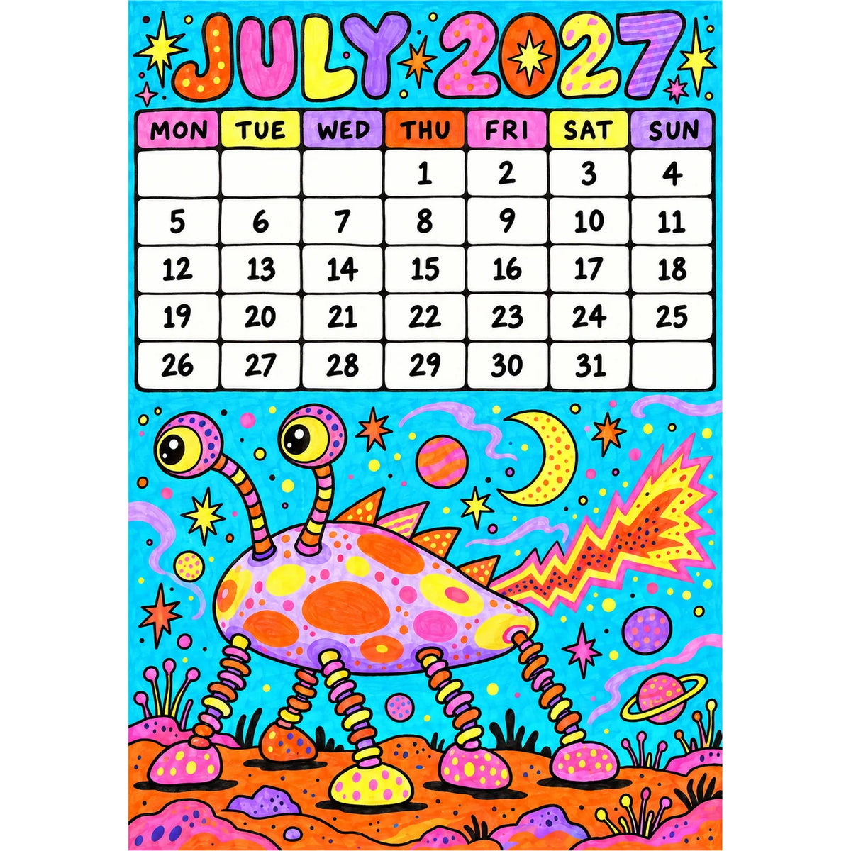 📅🎨2027 Whimsical Art Wall Calendar – 12-Month Fantasy Illustration Calendar🥳
