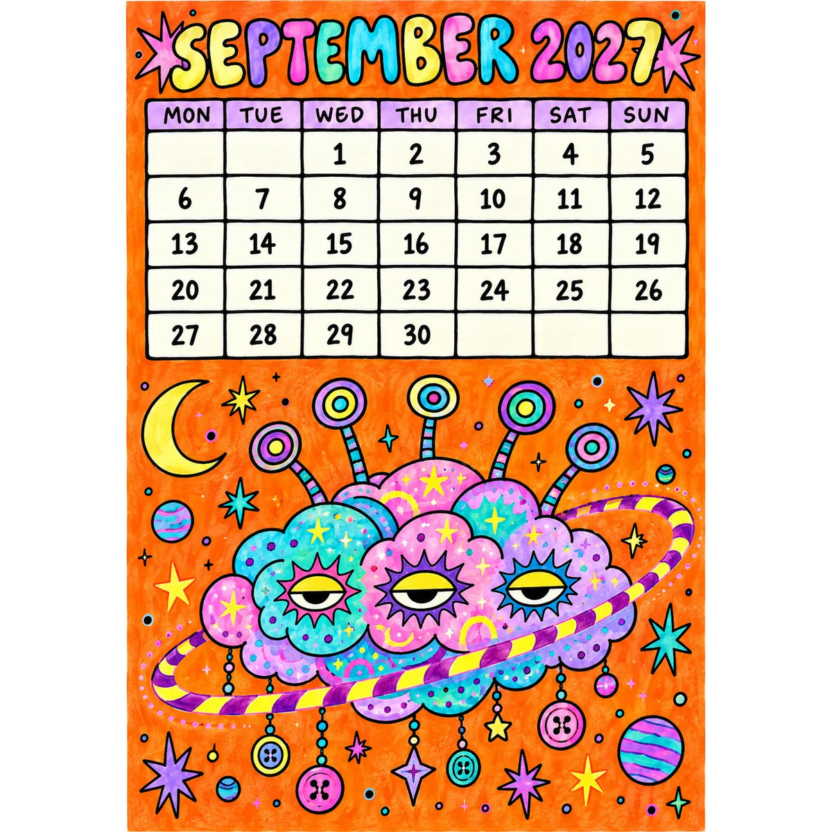 📅🎨2027 Whimsical Art Wall Calendar – 12-Month Fantasy Illustration Calendar🥳