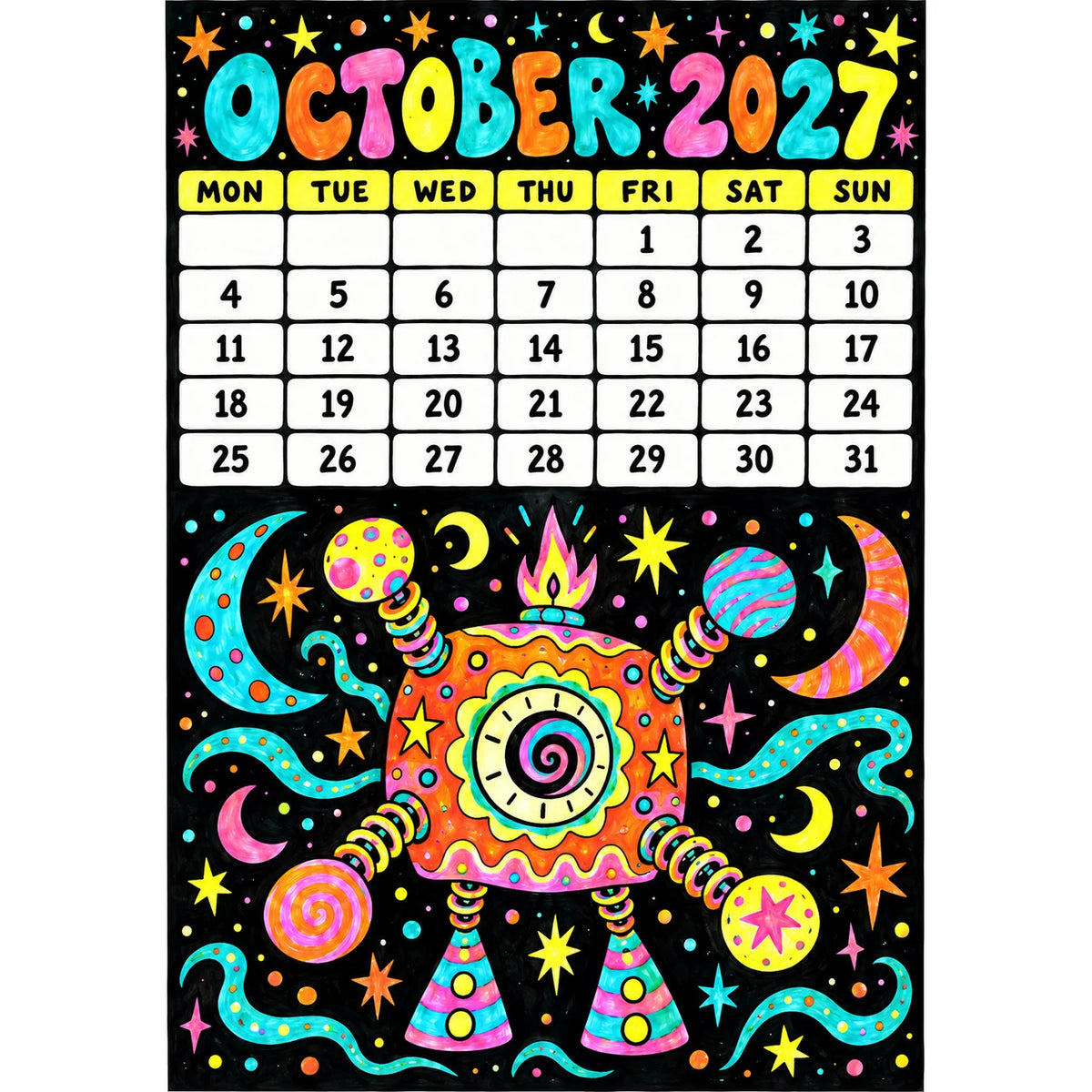 📅🎨2027 Whimsical Art Wall Calendar – 12-Month Fantasy Illustration Calendar🥳